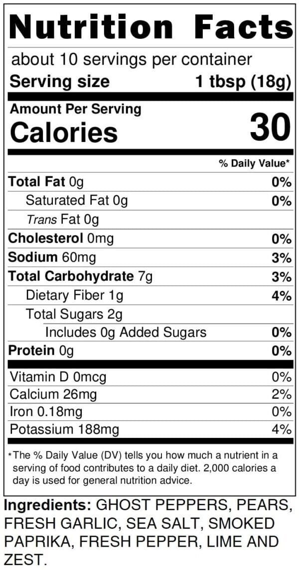 A nutrition label for some type of food.