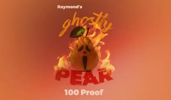 Ghosty Pear 100 Proof Liquor Label.