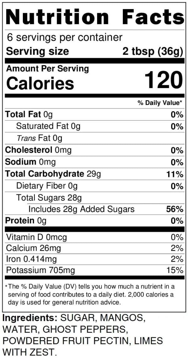 A nutrition label for some type of food.